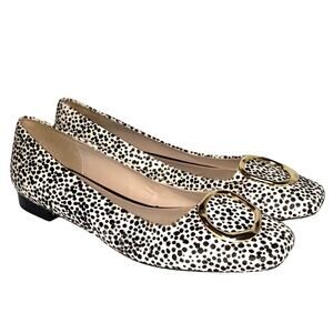Something Navy Lily Dalmatian Cheetah Print Buckle Ballet Flats Square Toe 9.5